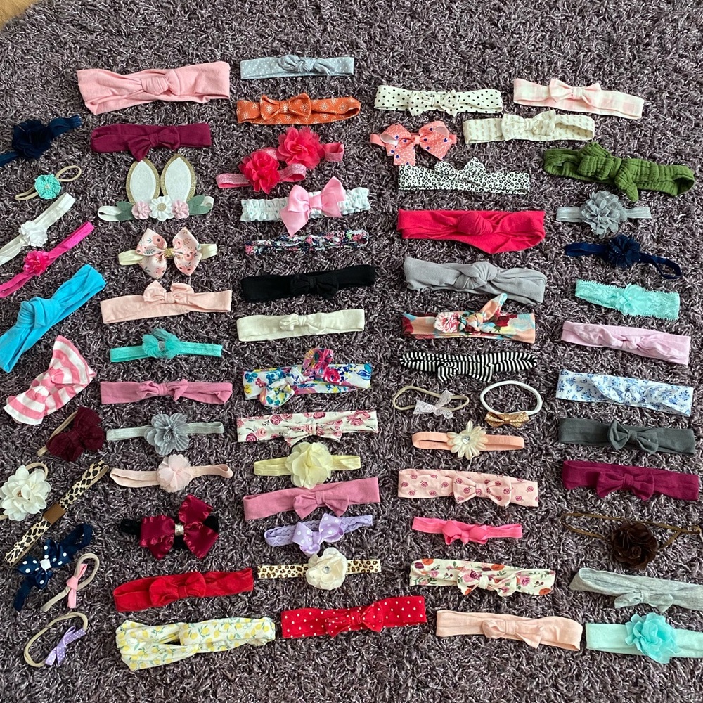 Girls Baby BOWS HEADBANDS 66 Items All Colors Christmas Easter Winter